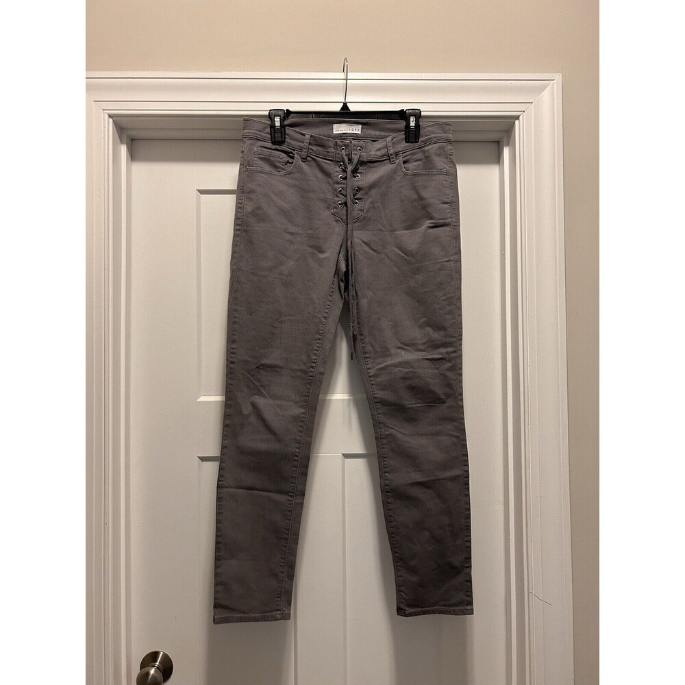 LOFT Women's Pants Size 8 / 29 Gray Lace Up Fly Y2K Tapered Mid Rise Stretch